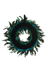 15" Hanging Green and Black Feather Wreath
