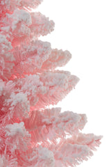 24" Flocked Pink and White Pe Table Top Trees with Wooden Base