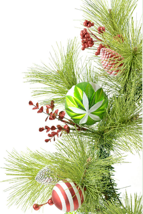 24" Green Pvc Ornament Wreath withBerries