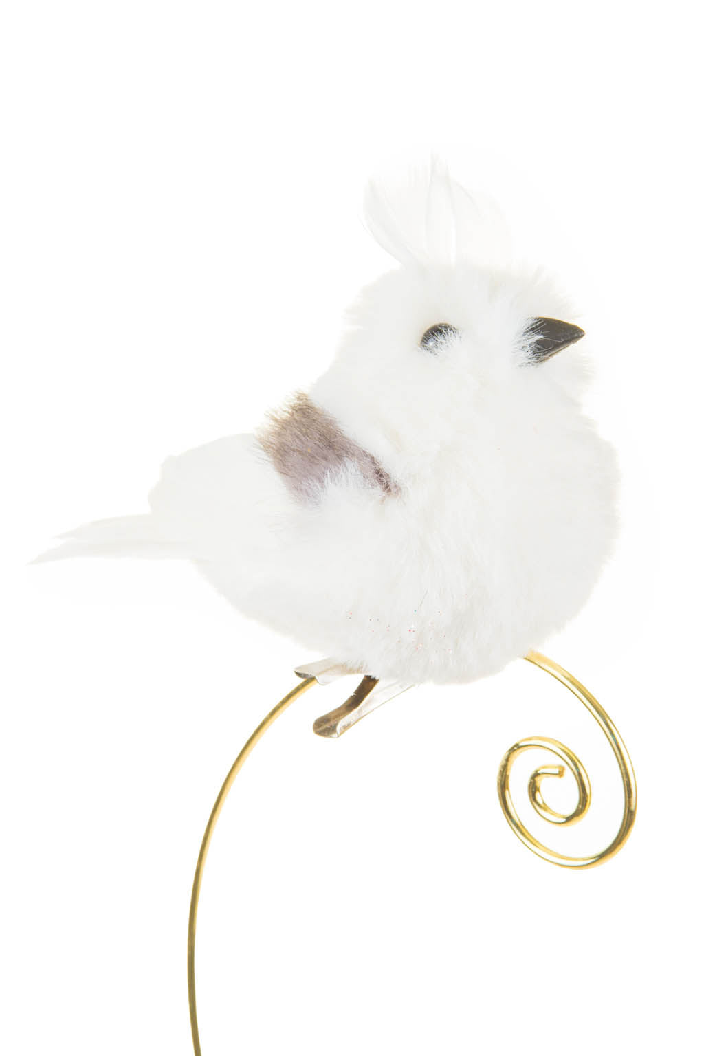 6" Fluffy Clip-On White Foam Bird Ornament with Feathered Wings