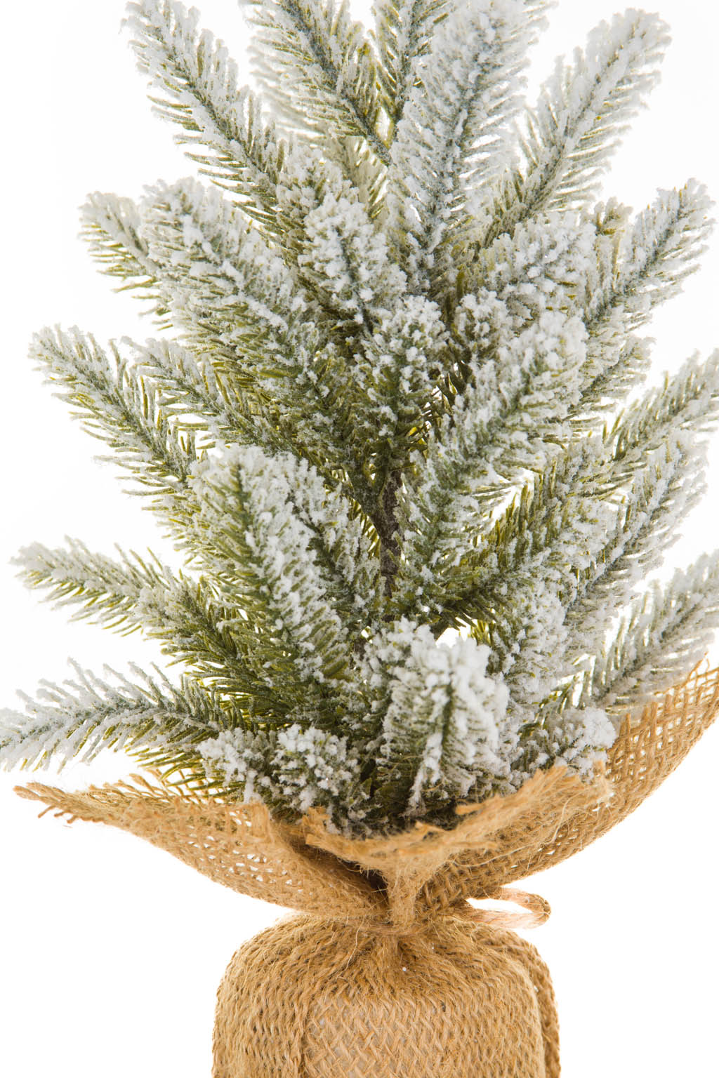 14" Frosted Green and White Pvc Christmas Tree with Burlap Wrapped Base