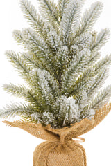 14" Frosted Green and White Pvc Christmas Tree with Burlap Wrapped Base