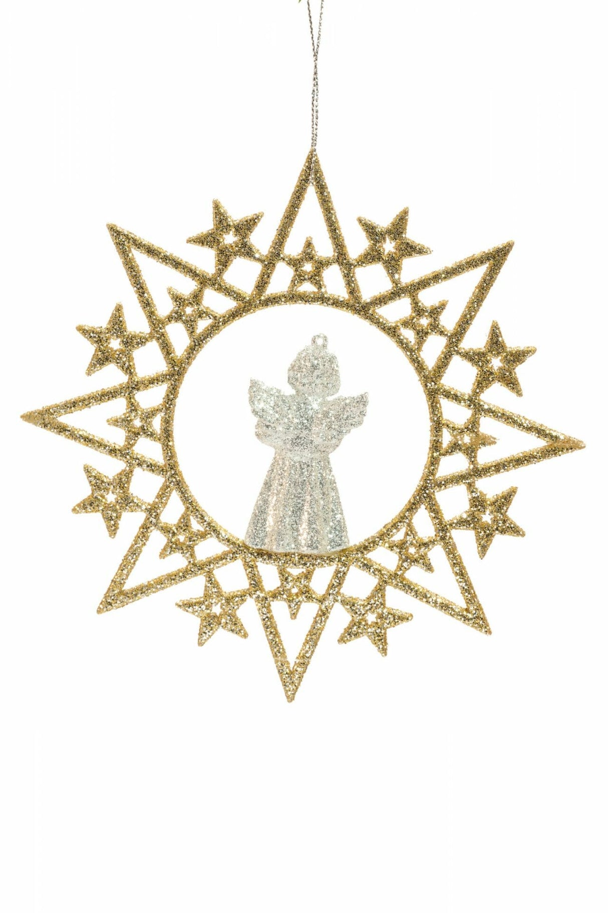 Hanging Gold Glittered Star Wreath Ornament