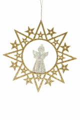 Hanging Gold Glittered Star Wreath Ornament