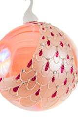 4.3" Hanging Pink Glass Peafowl Ornament