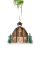 3.75" Hanging Brown Cardboard Big Barnhouse LED Ornament with Steeple