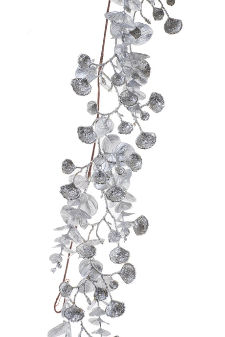 72"Silver Plastic Eucalyptus Garland