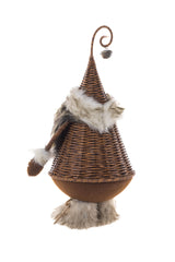 17" Cone-Shaped Brown and Gray Wicker Elf Girl Doll