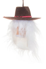 8" Hangable White and Brown Felt Santa Head Ornament