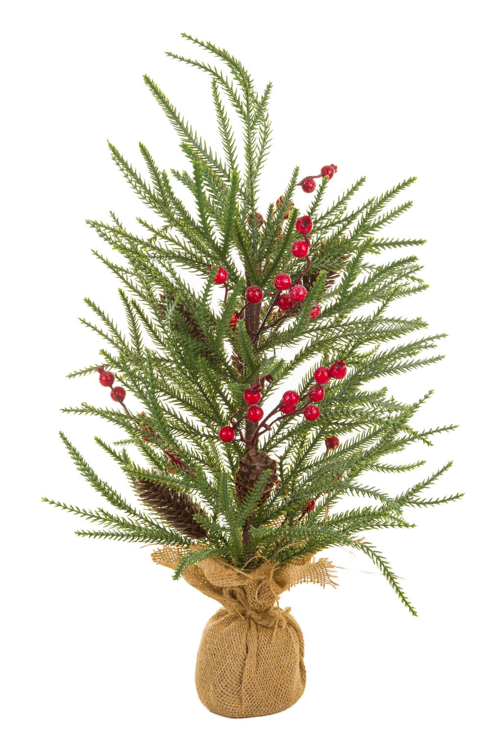 22"Green Pvc Christmas Tree with Berries and Pinecones