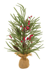 22"Green Pvc Christmas Tree with Berries and Pinecones