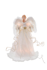 13.5" Ivory Cloth Classic Illuminated Angel Tree Topper