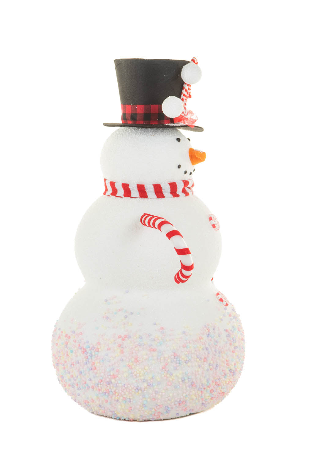 28" Large White and Red Polyfoam Candycane Snowman Figurine