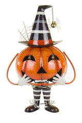 28" Orange and Black Metal Bouncy Pumpkin Ornament