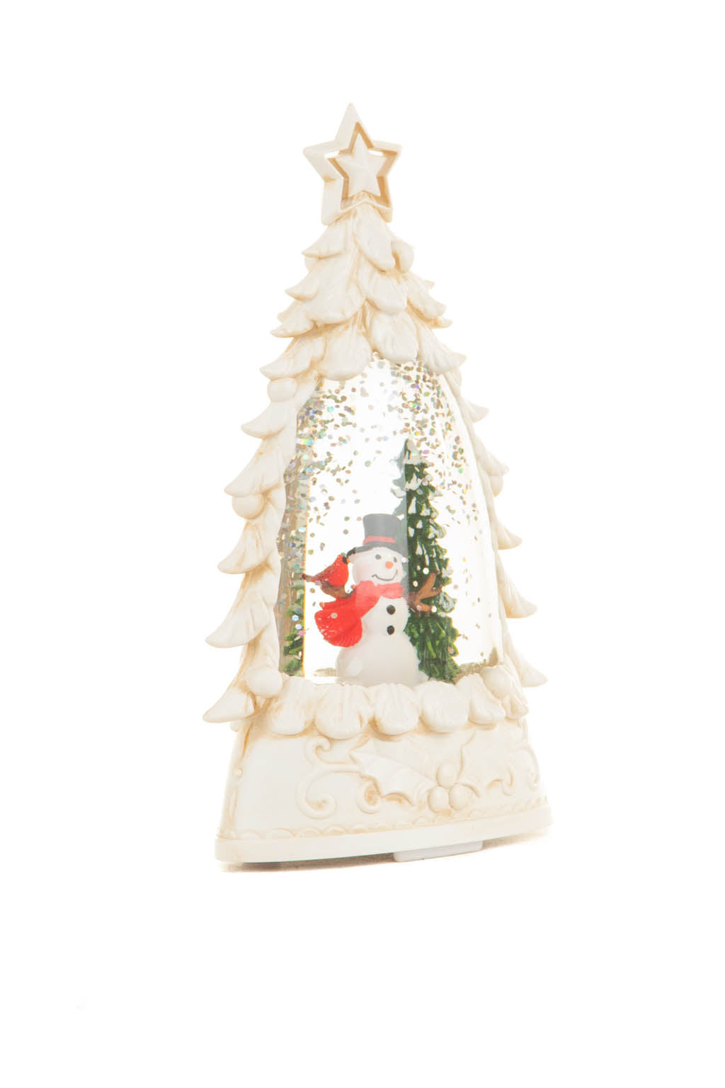 6" Mini White Plastic Happy Snowmen Warm White LED Snow Globe