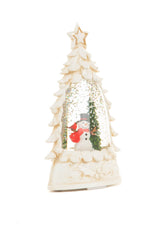 6" Mini White Plastic Happy Snowmen Warm White LED Snow Globe
