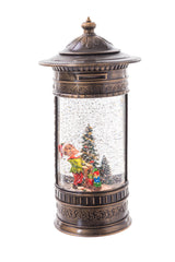 10.5" Brown Plastic English Mailbox LED Snow Globe with Working Elf