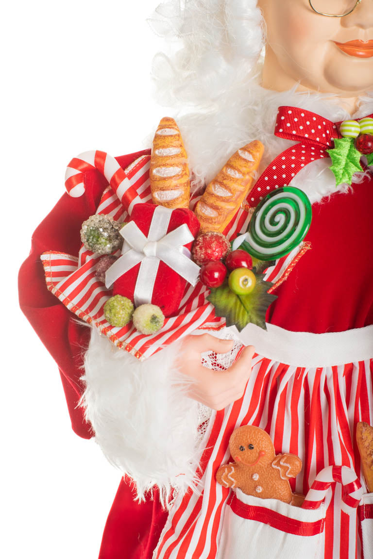 32" Candycane Red and White Cloth Classic Mrs. Claus Figurine