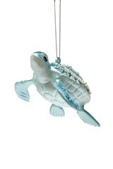 5" Hanging Blue Glass Turtle Ornament