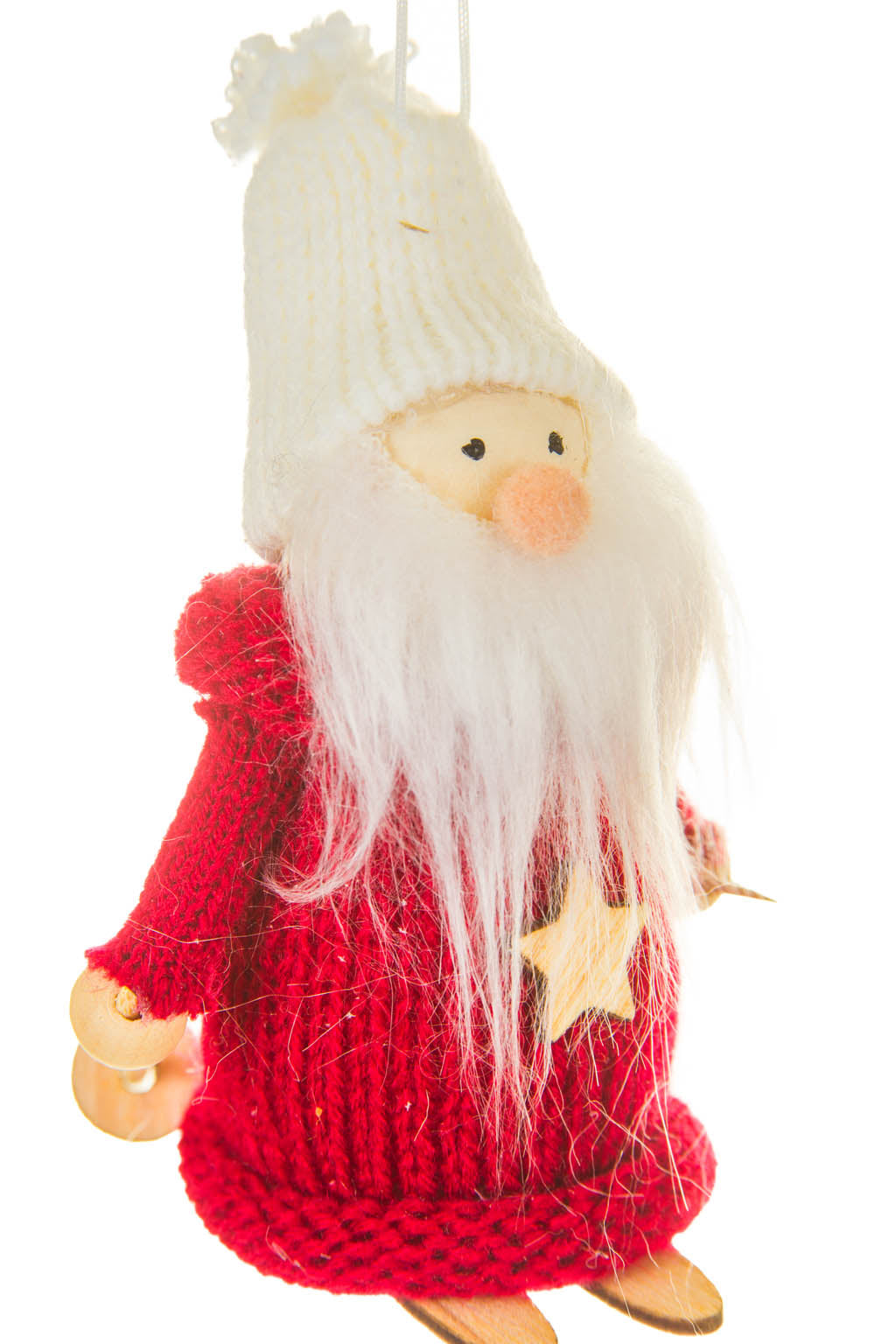 4" Hanging Burgundy Foam Skiing Santa Ornament with Star Shirt