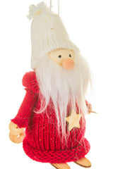 4" Hanging Burgundy Foam Skiing Santa Ornament with Star Shirt