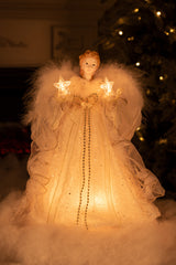 12" Ivory Cloth Modern 10-Light Angel Tree Topper