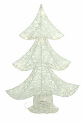 21.75" White Cotton Rope 3-Tier Illuminated Tree