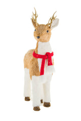 23.5" White and Brown Foam Reindeer Figurine with Scarf