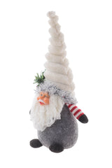 10" Plaid Gray and White Cloth Petite Santa Gnome with Striped Undershirt