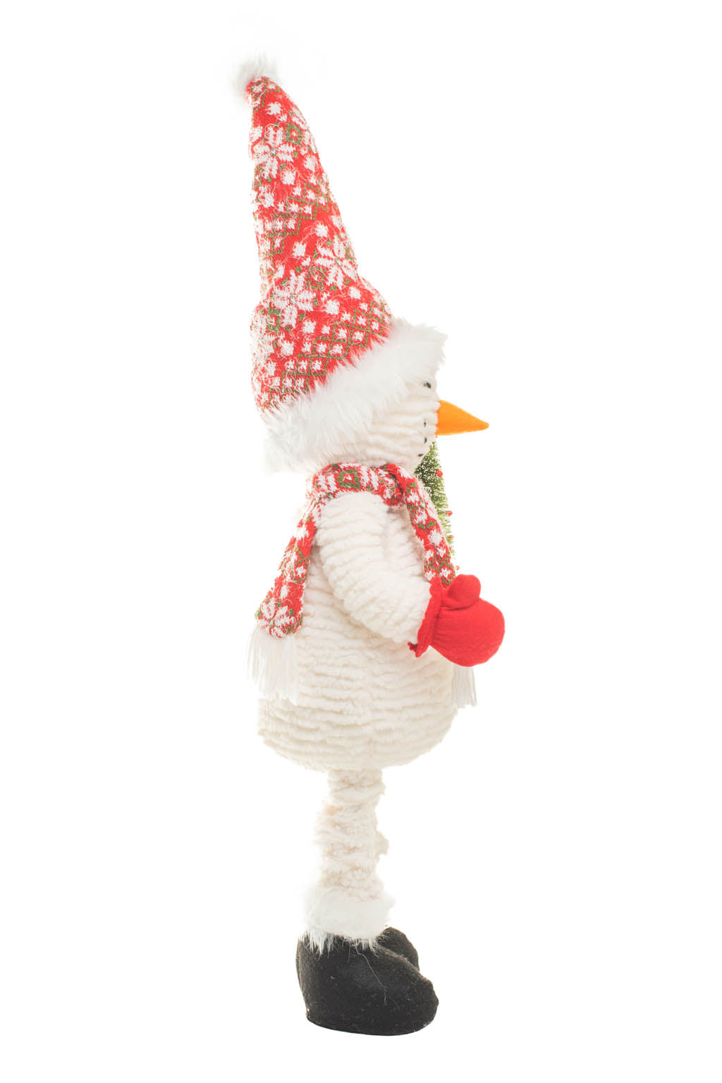 30" Large Snowflake White and Red Foam Snowman Figure with Tree