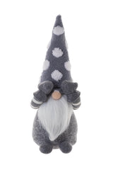 14" Gray and White Plush Shy Guy Gnome with Spotted Hat