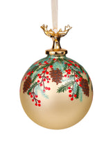 4.3" Hanging Beige and Green Porcelain Festive Ornament with Spray