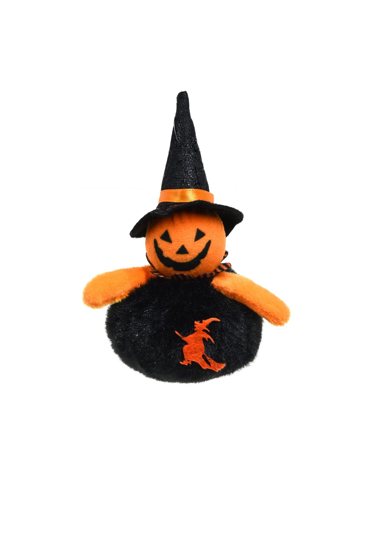 6" Round Black Cloth Happy Jack O' Lantern Figurine