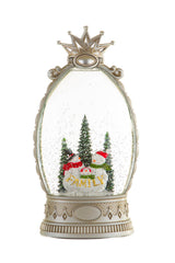 26" Musical Silver Plastic Snowman Family Warm White LED Snow Globe with Swirling Glitter