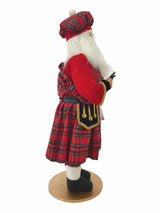 19" Red and Black Cloth Scottish Santa Figurine with Bagpipes