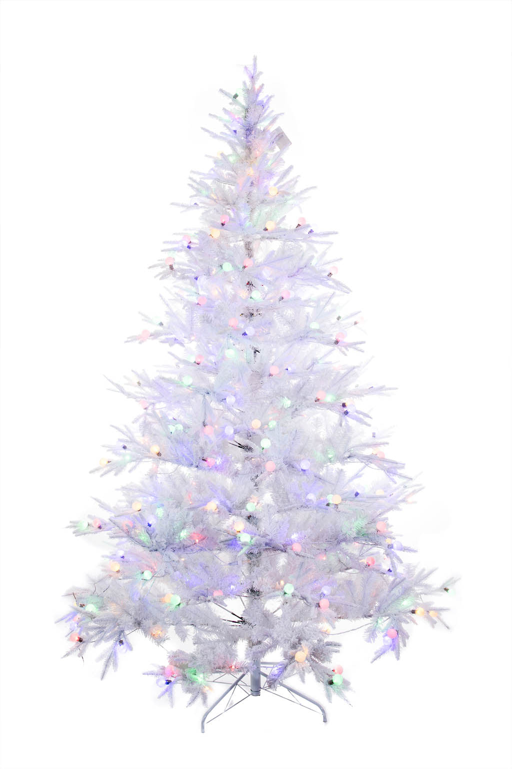 96" Flocked White Pe/Pvc Cool White LED Christmas Tree with Lights