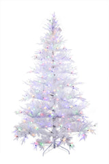 96" Flocked White Pe/Pvc Cool White LED Christmas Tree with Lights