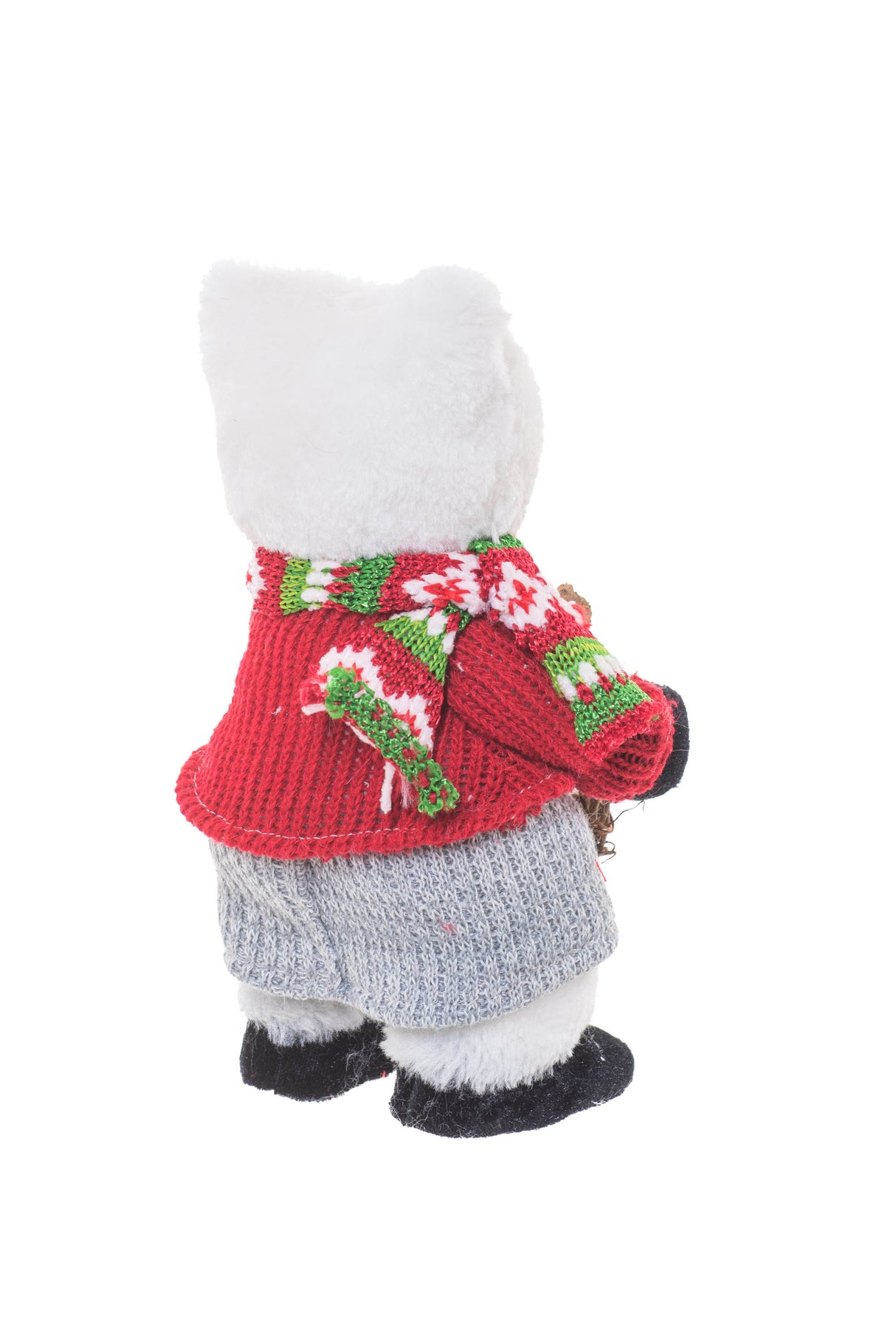 8.5" Red and Cream Furry Polar Bear Figurine