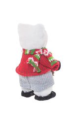 8.5" Red and Cream Furry Polar Bear Figurine
