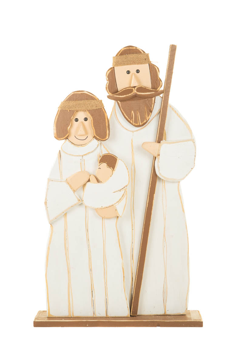 34" White and Brown Wood Nativity Ornament