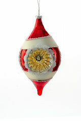6" Hanging Red and Silver Glass Snowflake Ornament with Glitter
