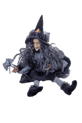 20" Sitting Black Cloth Adorable Witch Figure with Scepter