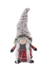 10" Gray and Red Cloth Mom Gnome with Pigtails