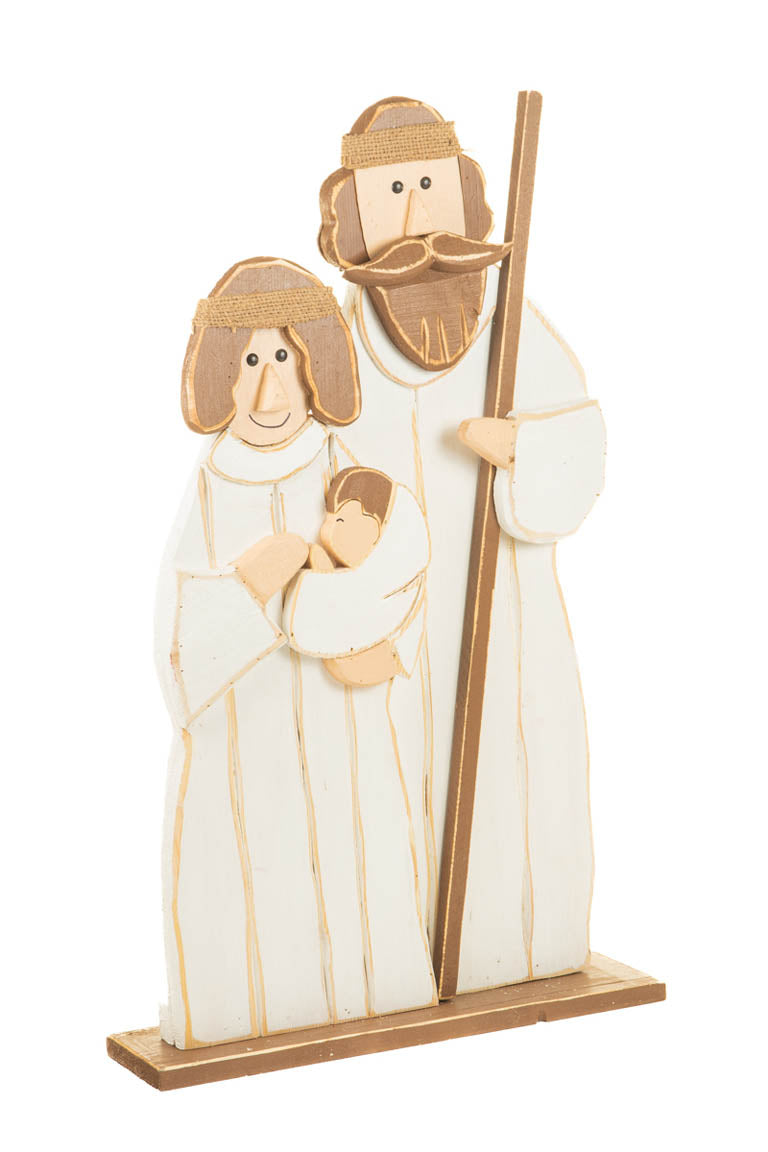34" White and Brown Wood Nativity Ornament