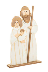 34" White and Brown Wood Nativity Ornament
