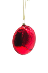 4.5" Hanging Yellow and Red Glass Painted Pendant with Santa On The Job