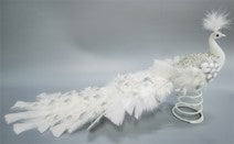 18" White and Silver Foam Peacock Figurine