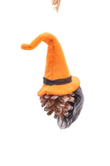 6.5" Hanging Orange Cloth Gnome Ornament