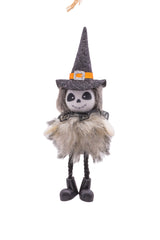 7.5" White Cloth Cute Lil Fuzzy Skelly with Spider-Print Hat