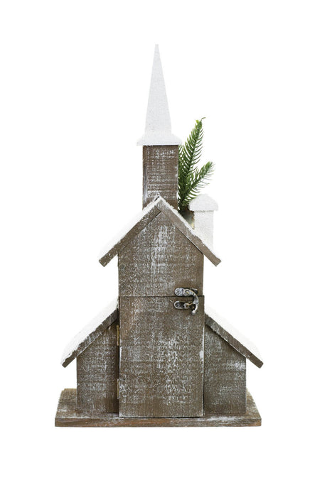 17.25" Gray and White Wood Church LED Display